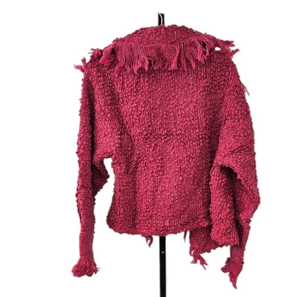 Anthropologie Cozy Textured Kimono Pink Shaggy Wool Blend One Size Wrap - Picture 5 of 9
